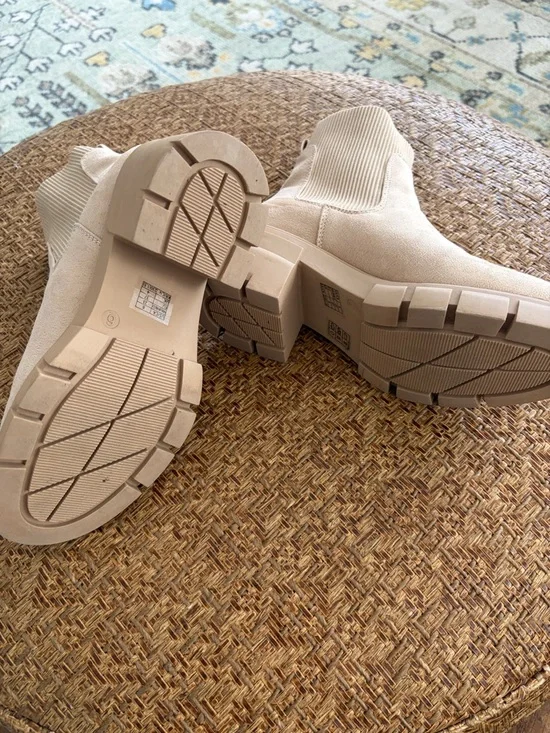 Neutral Beige Chelsea Booties with Stretch Panel - Picture 3 of 7